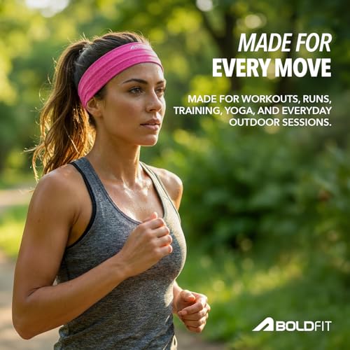 Image of Boldfit Head Band for Men & Women Unisex Gym Hair Band Sweat-Wicking Wide Headband for Workout, Running, Sports & Outdoor Fitness Stretchable, Skin-Friendly, Free Size Hair Accessories