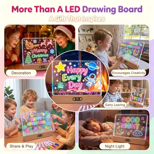 seenlast LED-Zeichenbrett Wiederaufladbares, 8 Lichtmodi & 3 Modi, Neon-Trockenlöschtafel mit Ständer, Leuchtendes Schreib- und Notizboard… – Ansicht 8