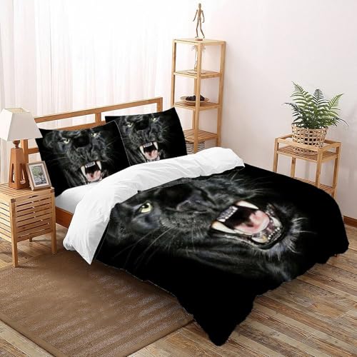 Housse de couette guépard impression 3D relief parure de lit microfibre douce