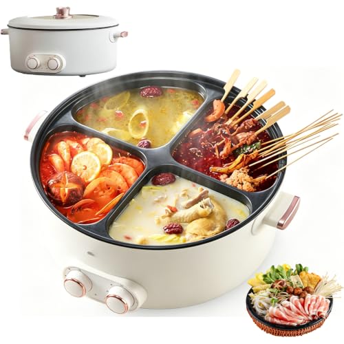 Olla Eléctrica Hotpot De Cuatro Rejillas 6l, Olla Para Estofado Multifuncional De Gran Capacidad, Arrocera Eléctrica Dividida Antiadherente Portátil De Calentamiento Rápido Con Protección De Seguridad