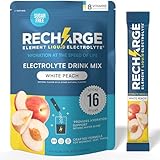 Recharge Element Liquid Electrolyte® Hydration Boost Formula-White Peach Electrolyte Powder Packets | Sugar Free, Keto Friendly Drink Mix for Rapid Rehydration, Sports Recovery & Travel (16 Servings)