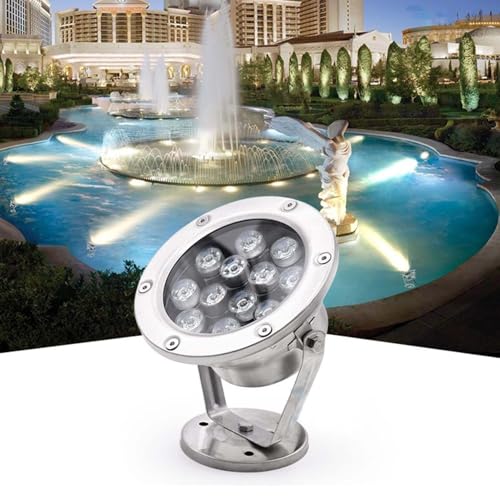 GUODDM Foco LED Sumergible - Iluminación Subacuática, Lámpara LED De Jardín De 12V, Foco LED Empotrable Para Exteriores Con Ángulo Ajustable De 360°(Blue,15w)