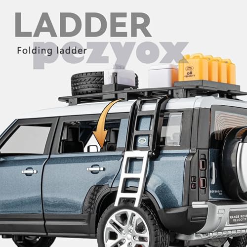 Image of Die-Cast Zinc Alloy 1:24 Scale Defender Camping【Large】 with 6 Openable Doors,Lights & Music. (Blue)