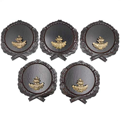 GTK - Juego de 5 placas de cuña talladas oscuras AF 17,5 cm con 5 hojas de roble, portada grande, tabla cuña, tabla de especias, cartel trofeo.