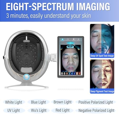 2025 Upgraded 13.3" AI Skin Analyzer - 38MP HD Facial Detector with 8 Spectral Analysis for Pores, Wrinkles, Acne & Moisture - Professional Skincare Tool for Home & Salon Use