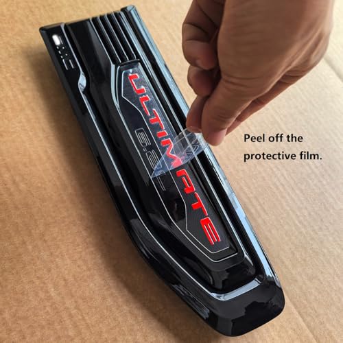 Image of 2pack OEM 2019-2026 Ultimate 6.2L V8 Vent Emblem Right Left 3D Nameplate Badge Replacement for Sierra 1500 85158225 85158226 (Gloss Black Red)