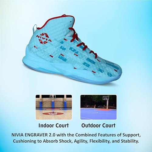 Image of Nivia Engraver 2.0 Basketball Court Shoes for Men,Durable Rubber Sole, Indoor & Outdoor Court Shoes, Soft Cushion NR EVA Inner Insole, High-Performance Footwear for Basketball Enthusiast