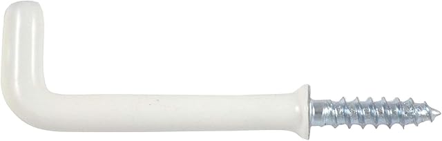 Merriway® BH00049 (25 Pcs) Plastic Coated Square Shouldered Dresser Mug Cup Hooks, White 32 mm (1/14 inch) - Pack of 25 Pieces