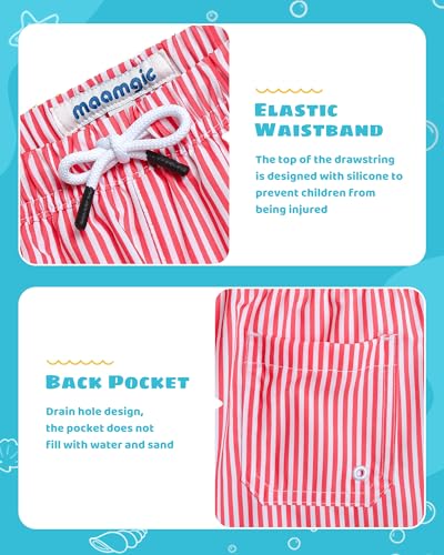 Image of maamgic Boys Swim Trunks with Compression Liner Toddler Stretch Swim Shorts
