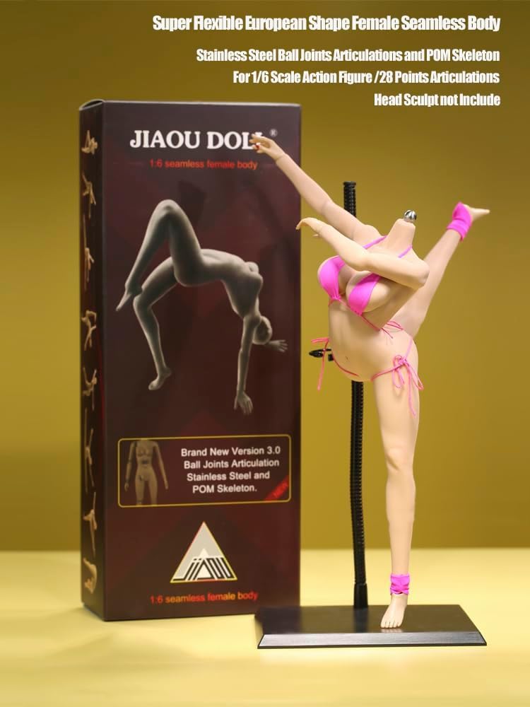 AMITD Cuerpo de figura de acción sin costuras de 1/6 pulgadas, marco europeo, busto medio, muy flexible, pie fijo, sin esculpir la cabeza (piel pala)