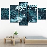 SIGNWIN 5 Panel Canvas Wall Art Modern Art Decorative Elements Fun Illustrations Leaves Multicolor Patterns for Home Decorations Ready to Hang - 60