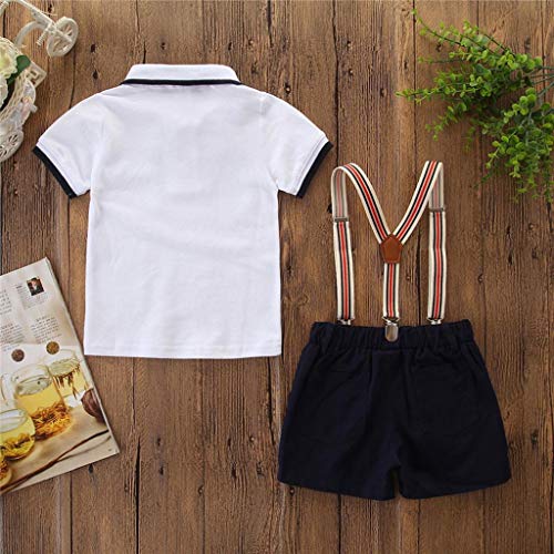 NLGToy Roupas de verão para meninos roupas de gravata borboleta camisa + shorts terno de festa para