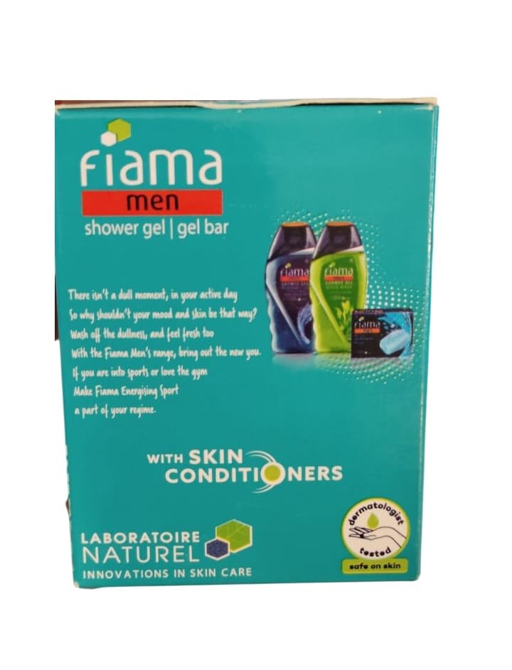 Image of Fiama Men Energizing Sport Gel Bar With Ginseng & Lemongrass, 125 gm (Pack of 3)