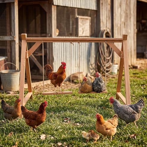 Chicken Perch with Swing, Chicken Roosting Bars for Coop Accessories, Wooden Chicken Run Toys Accessories for Chickens' Health and Happiness, Easy to Assemble & Clean by ActiveTrail - Used condition - Image 7