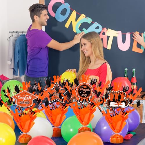Image of Tatuo 4 Pcs 2026 Graduation Table Centerpieces Party Decoration of Gleam Glitter Foil Graduate Centerpieces for Grad Party Supplies(Orange)