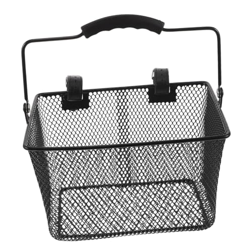 Angoily 用自転車前カゴ 鉄製耐久性フロントバスケット 折りたたみハンドル付き 持ち運び便利 学校や公園向け収納ラック キッズバイク 三輪