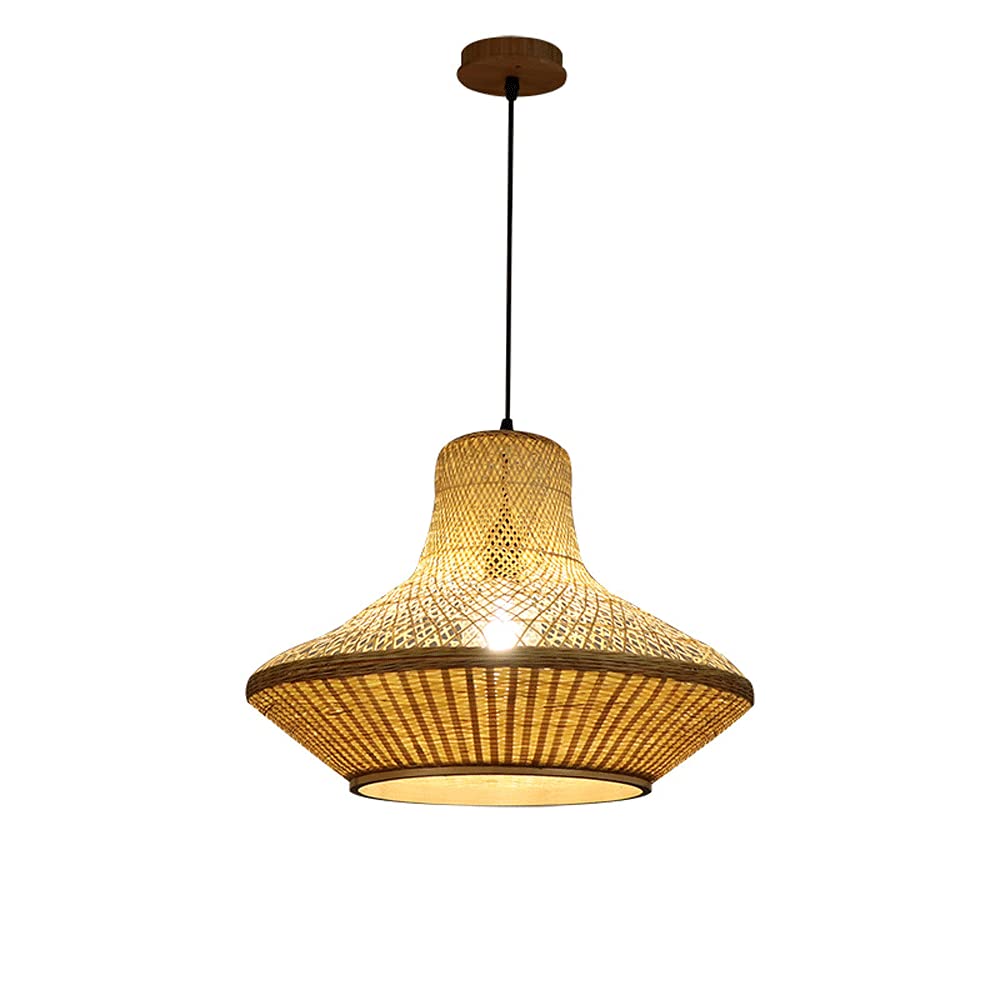 Lampe suspendue en bambou tissé main lustre design nordique artisanat naturel