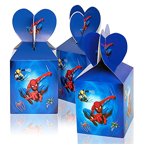 Yisscen Boîtes à bonbons de Noël Spiderman, 24 pièces boîtes en papier de Noël, Boîtes de Fête d'anniversaire, pour bonbons, chocolats, biscuits, fête d'anniversaire d'enfant, fête prénatale