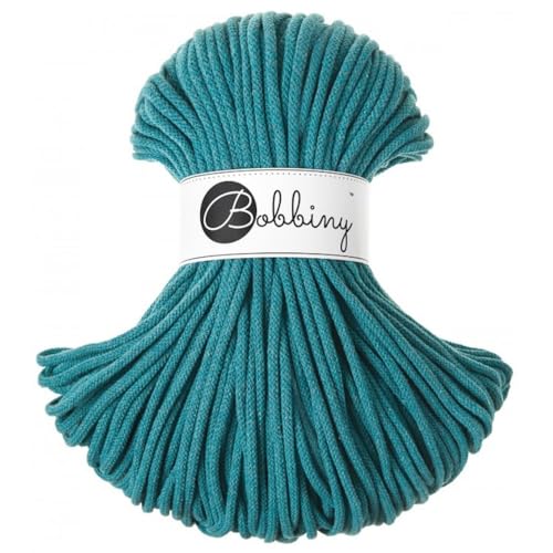 Bobbiny Premium 5mm Braided Macrame Cord (Teal) 108yds/330ft (100% Recycled Cotton)