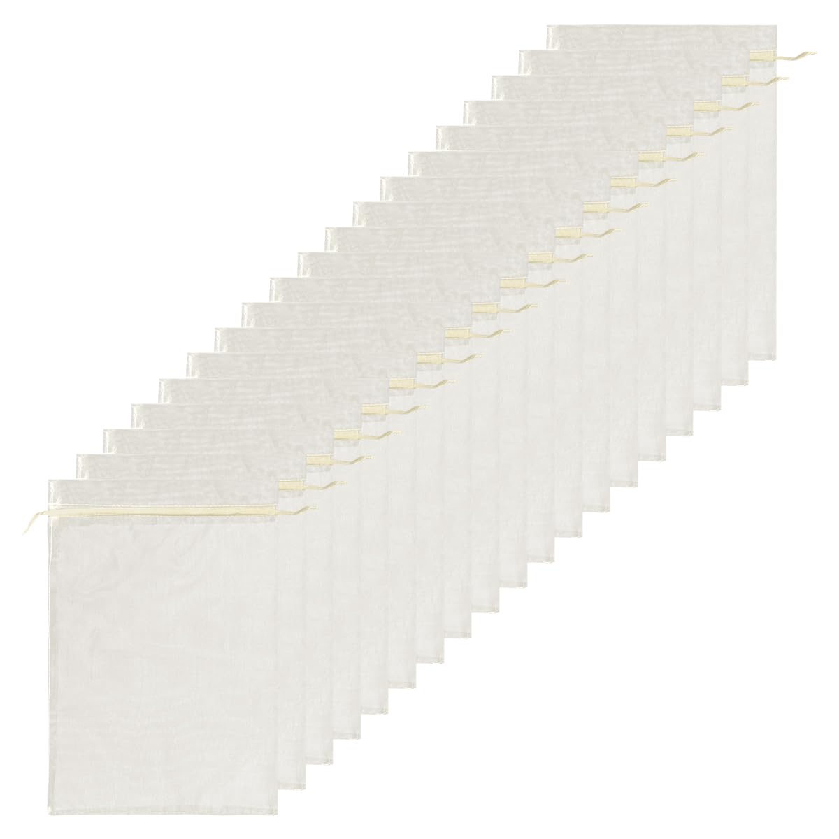 Lotsdonxia 50-Pack Large White Organza Gift Bags - 20x30cm Sheer Drawstring Bags for Wedding Favours, Birthday Party Supplies, Jewellery, Candy and Celebration Decorations