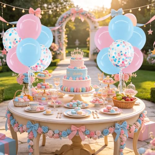 Image of TONIFUL 4 Set Light Pink Blue Balloon Stand Balloon Centerpieces for Table