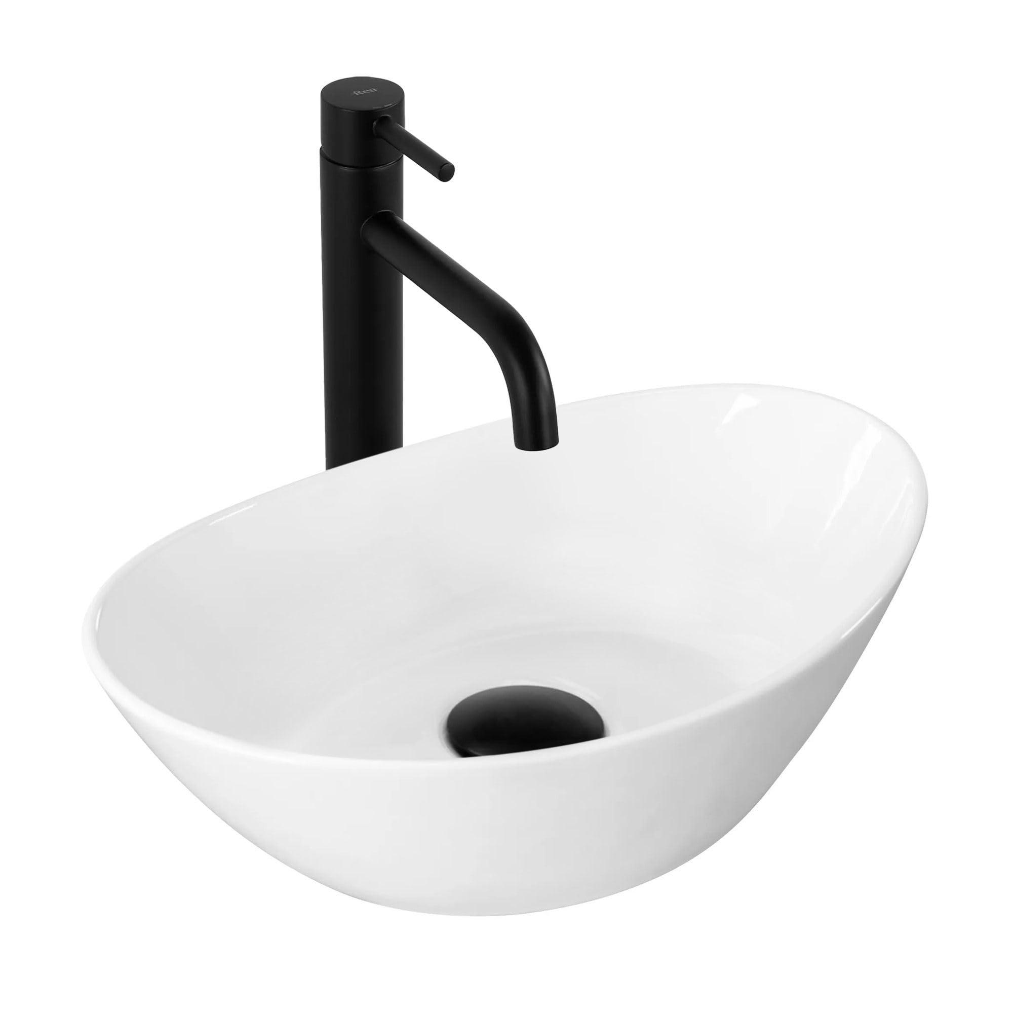 Rea REA-U6803 Bathroom Sink Made of Ceramic Kate 36-Snow white-REA-U6803, White, 36.5 cm x 24.5 cm x 13 cm