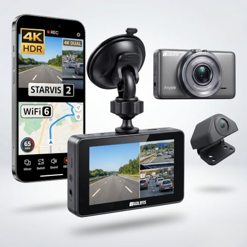 Image of Golens 4K Dash Cam Front and Rear, Super Capacitor, 4K+1080P Dual Car Camera, WiFi App Control, Night Vision, 150 Wide Angle, G-Sensor, 24H Parking Monitor, 3.0 inch IPS, 256GB Support | Q3