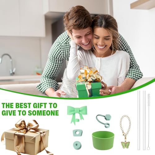 Image of HASTHIP 9Pcs Cup Accessories for Stanley Charm Kit Straw Cover, Straws, Cleaning Brush, Handle Charm, Spill-Proof Plug, Cup Bottom Sleeve-Stylish & Durable(Cup NOT Included)