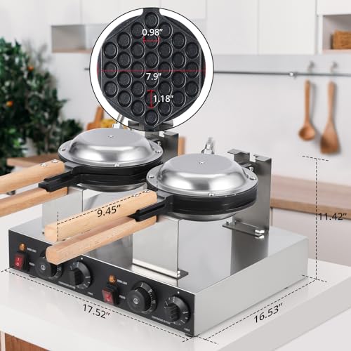 Image of Bubble Waffle Maker 2800W, Double-Side Heating Non-Stick Electric Egg Waffle Machine for Home and Commercial Use, Quick and Even Cooking for Snacks and Desserts