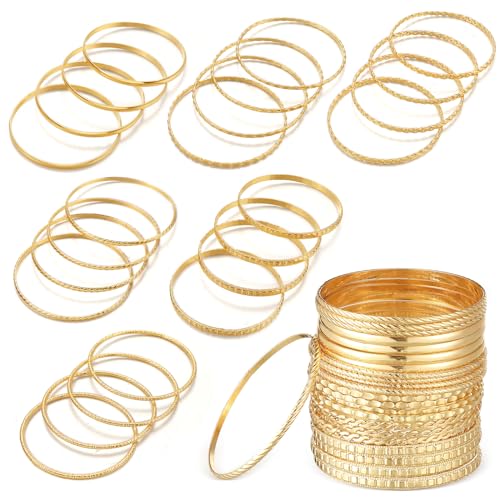 Image of Ecation 24 Pcs Gold Bangle Set for Women 2.6 Inch Stackable Indian Bracelet