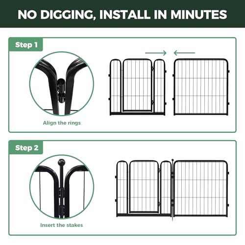Image of FXW Garden Fence Outdoor for the Yard - 24in(H) x 11.4ft(L) Heavy Duty Metal Animal Barrier for Dog, No Dig Decorative Dog Fence, 6 Panels, Black