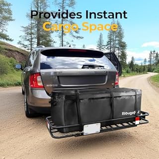 BougeRV Hitch Cargo Carrier Bag Waterproof/Rainproof for Car Truck SUV Vans Rear Mount Trays and Baskets 48'' L x 20'' W x 22'' H