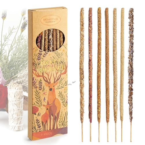 Momotor Hand-Dipped Incense Sticks – 7 Natural Scents, 8' Long, 45-Minute Burn, Handmade...