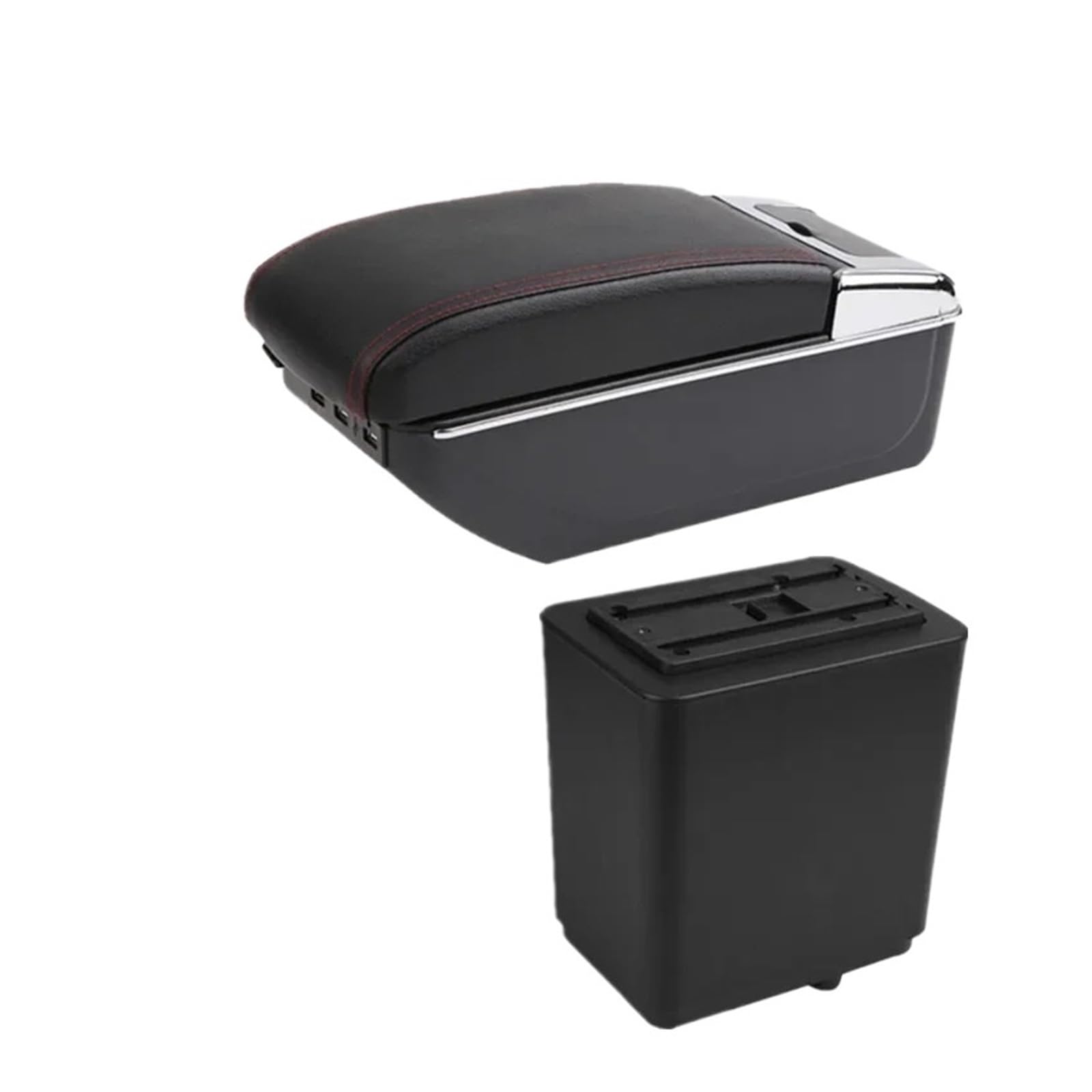 UMDJJU For Peugeot For Partner For Tepee Car Armrest Box Dedicated Retrofit Storage Accessories Car Centre Console Armrest Box(C red line 7USB)