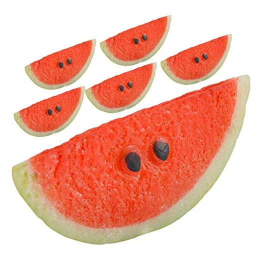 6Pcs Realistic Fake Watermelon Slices Artificial Watermelon Model for Photography Props Home Decor Creative Watermelon Decor Lifelike Simulation Fruit Slices Watermelon Slices