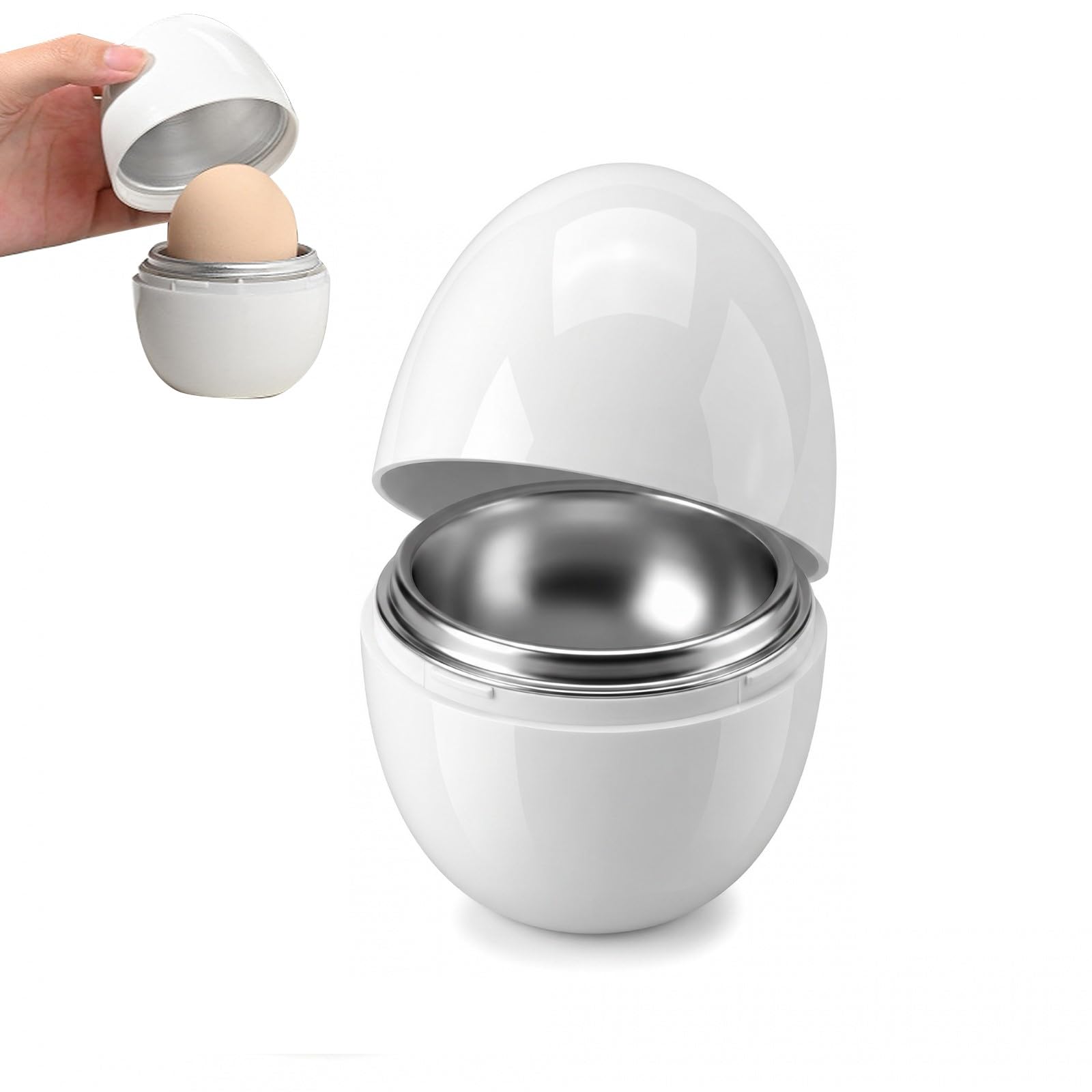 Voxlara 2 Stück Mikrowellen Eierkocher, Hartgekochte Eier für die Mikrowelle, Aluminium Eierkocher für 1 Eier, Kocher Für Hart Oder Weich Gekochte Eier, Schnellen Kochen von Eiern für Büro und Zuhause