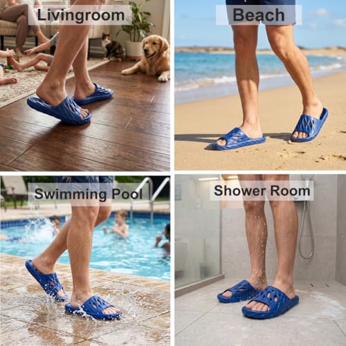 Image of FINLEEO Shower Sandals with Drainage Holes - Quick Drying Bathroom & Gym Slippers for Men and Women