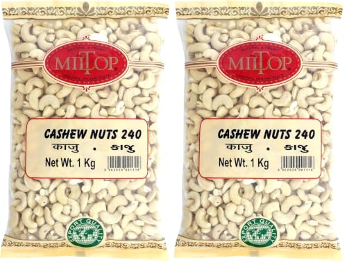 Image of Miltop Premium Big Size Cashew Nuts W240, 1 kg, Dry Fruits (Pack of 2)