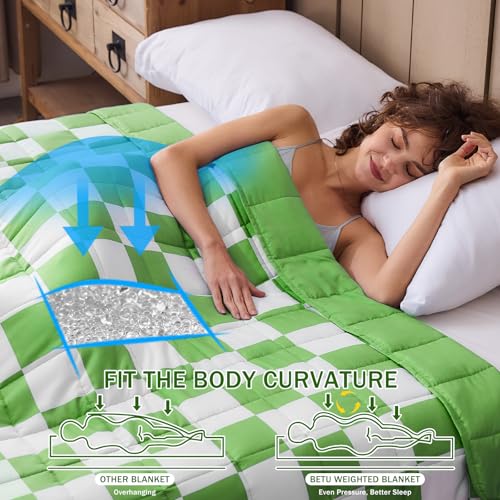 Image of Weighted Blanket for Adults 15lbs, 48 inchx72 inch, Twin Full Size Cooling Heavy Throw Blanket for 140-160lbs, Microfiber Soft Big Blankets Weighted Comforter, Green Checkered