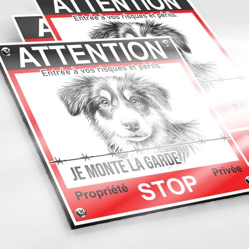 Panel de perro de compañía, 130 x 130 mm, dibond de 2 mm + 2 pegatinas de vídeo vigilancia, placa de alarma de seguridad