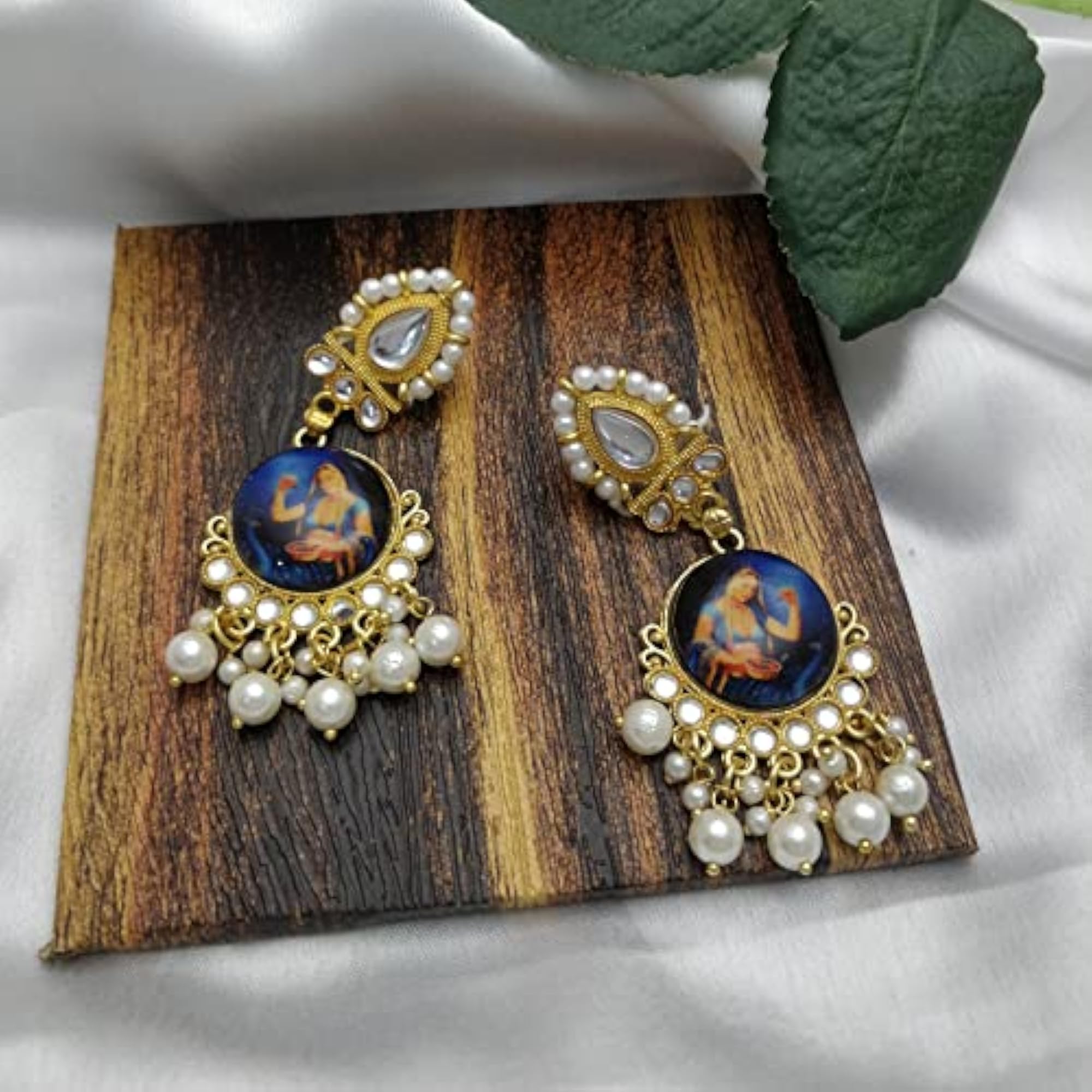 Traditional Kundan Dangle Earrings, Ethnic Style