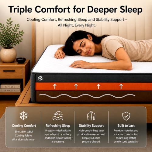 Image of RESTOFIT 72x48x5 Inch Double Size Orthopedic Memory Foam Mattress | Charcoal Gel Cooling Foam with Spine Alignment & Back Support | Breathable Cotton Viscose Soft-Touch Fabric | 11-Year Warranty