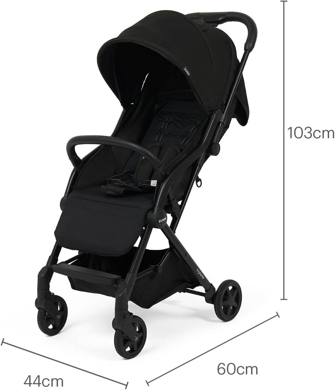 BABYLO Explorer Compact Stroller with canopy extended