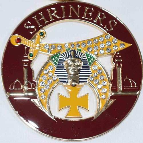Image of Shriners Auto Emblem Scimitar and Crescent (Rhinestones) with The Maltese Cross[3 inch Diameter]