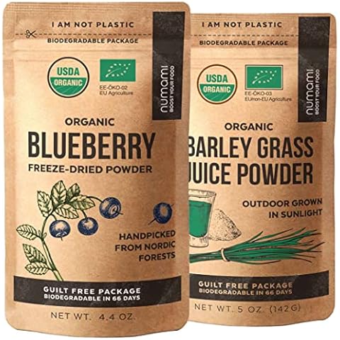 Numami Barley Grass Juice Powder and Wild Blueberry Powder for Your Perfect Detox Smoothie, Premium Quality and Organic Certified Cover