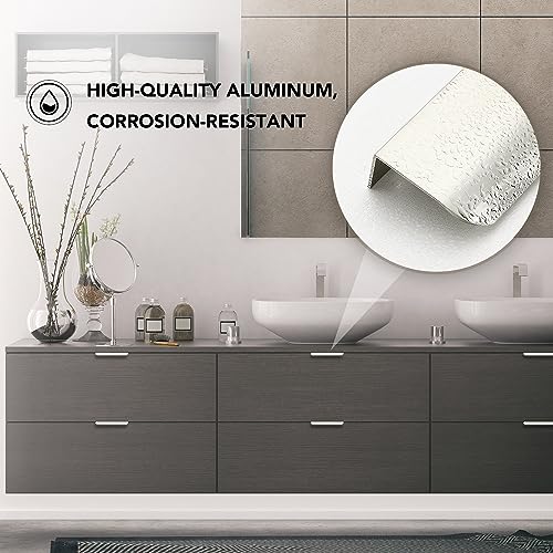 Image of Ravinte Silver Finger Edge Pulls Drawer Edge Pulls 120mm /4.72 inch 1 Pack | Concealed Handle Style, Low-Profile Finger Grip, Cabinet Edge Mount, 150mm /5.9 in, For Cabinets, Drawers, Cupboards, Kitchen