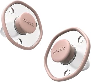 Emulait Baby Pacifier 2-Pack – Soft Silicone Baby Pacifiers for Breastfed Babies, Orthodontic Shape, 6+ Months, Rose