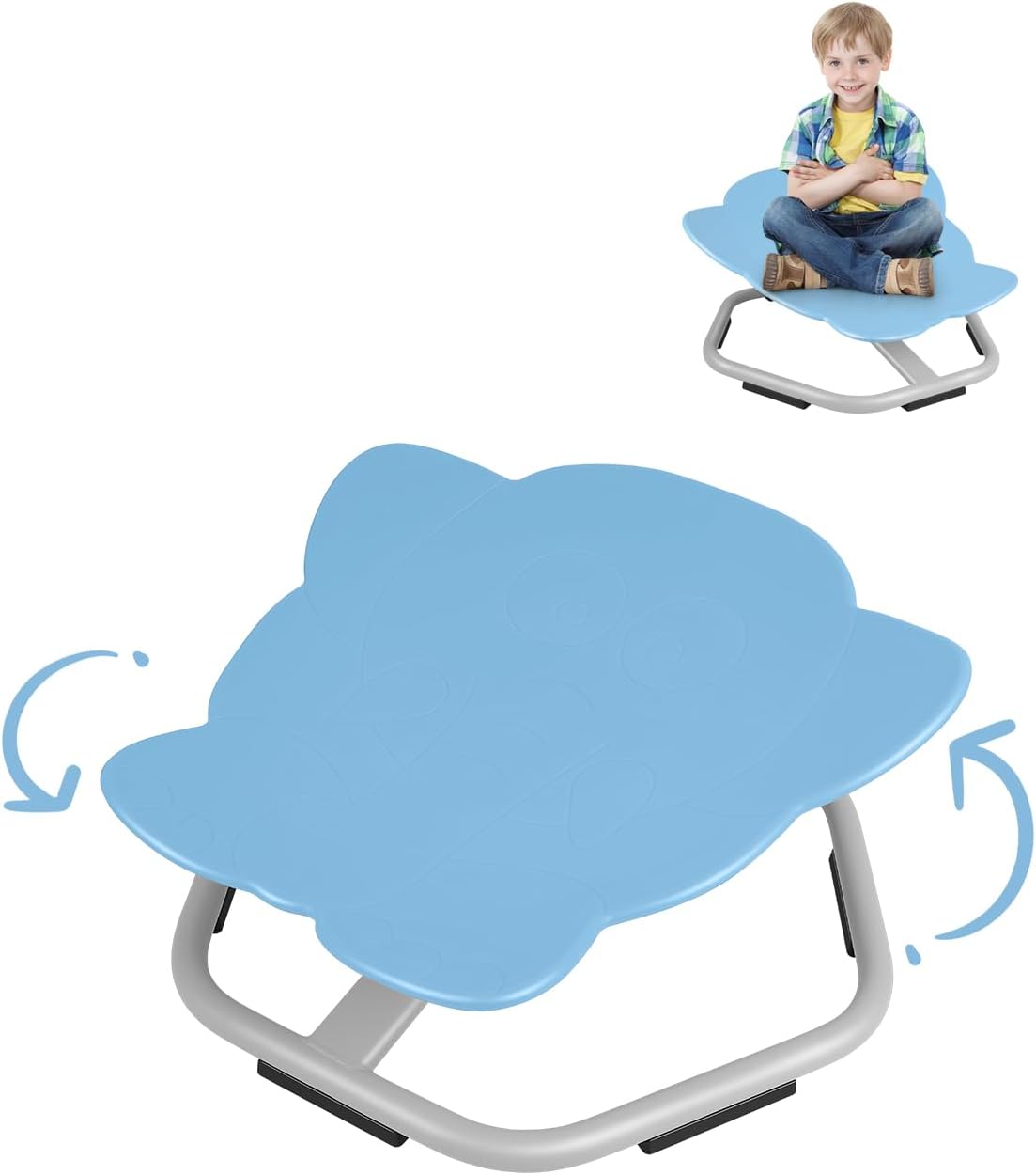 Swivel Chair for Kids, Autism Kids Swivel Chair Sensory, Light Blue Sit and Spin Spinning Chair Strong Bearing Force (220 Pounds), Training Body Balance and Coordination, Metal Non-Slip Design