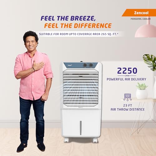 Image of Livpure Zencool Personal Air Cooler- 45L with High Air Delivery, Motor with Thermal Overload Protection, Anti-Bacterial Honeycomb Pads | Inverter Compatibility| 2 year Motor Warranty by Livpure