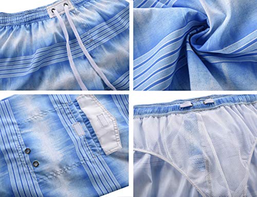 Image of Nonwe Men's Beachwear Quick Dry Striped Board Shorts